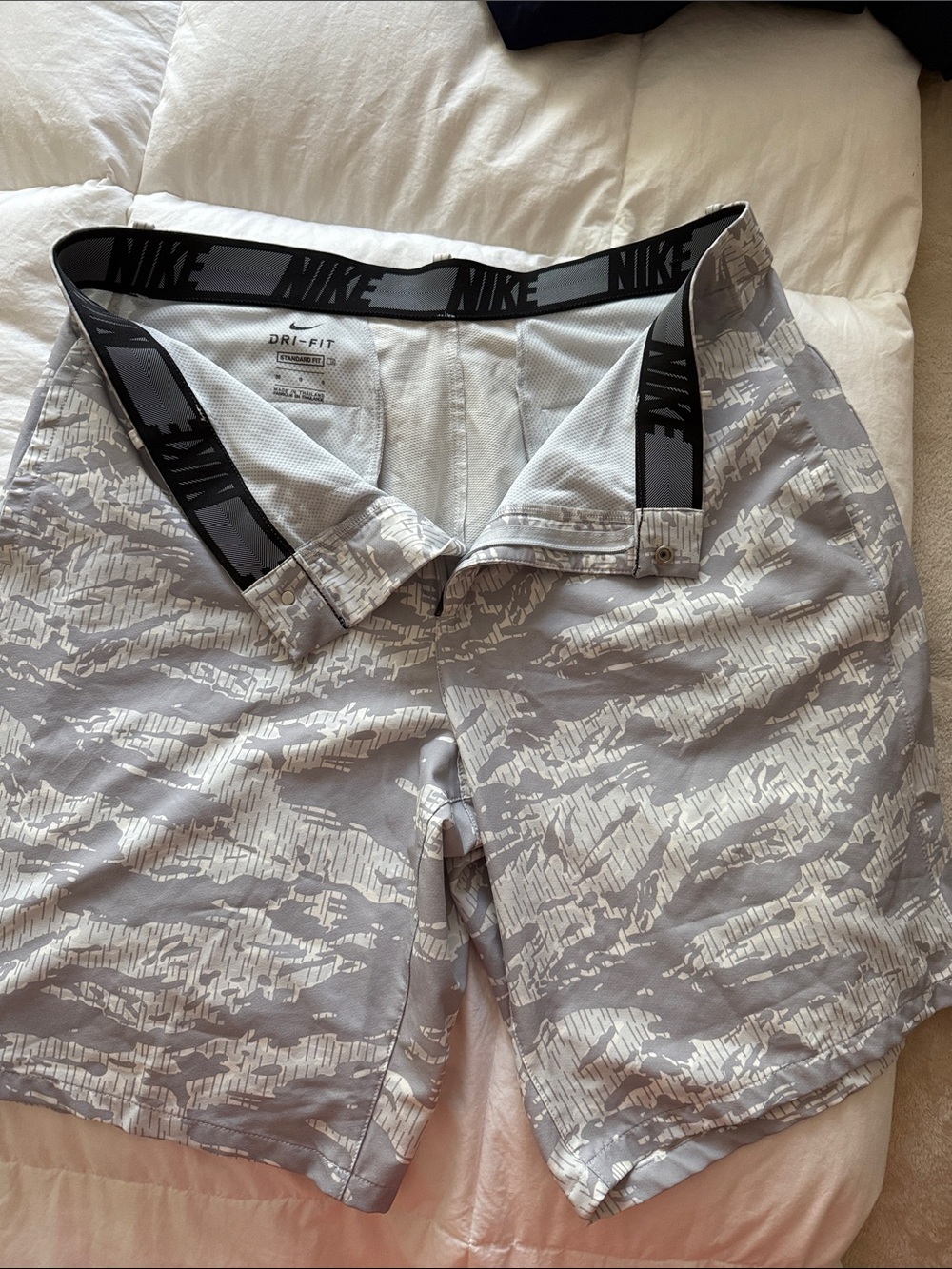 Nike Gray and Cream Camo Dri-FIT Shorts